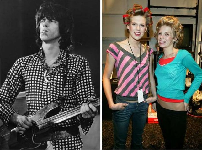 The Rolling Stones mūziķis Kīts Ričards un viņa meitas Aleksandra un Teodora