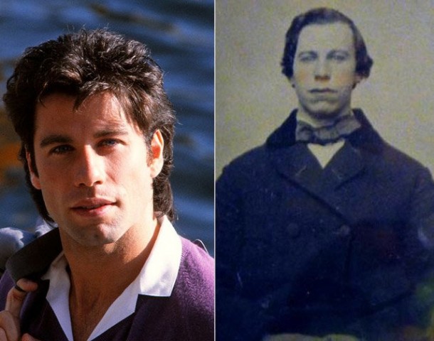 Aktieris Džons Travolta                                                              / Nezināms vīrietis 1860.gada fotogrāfijā
